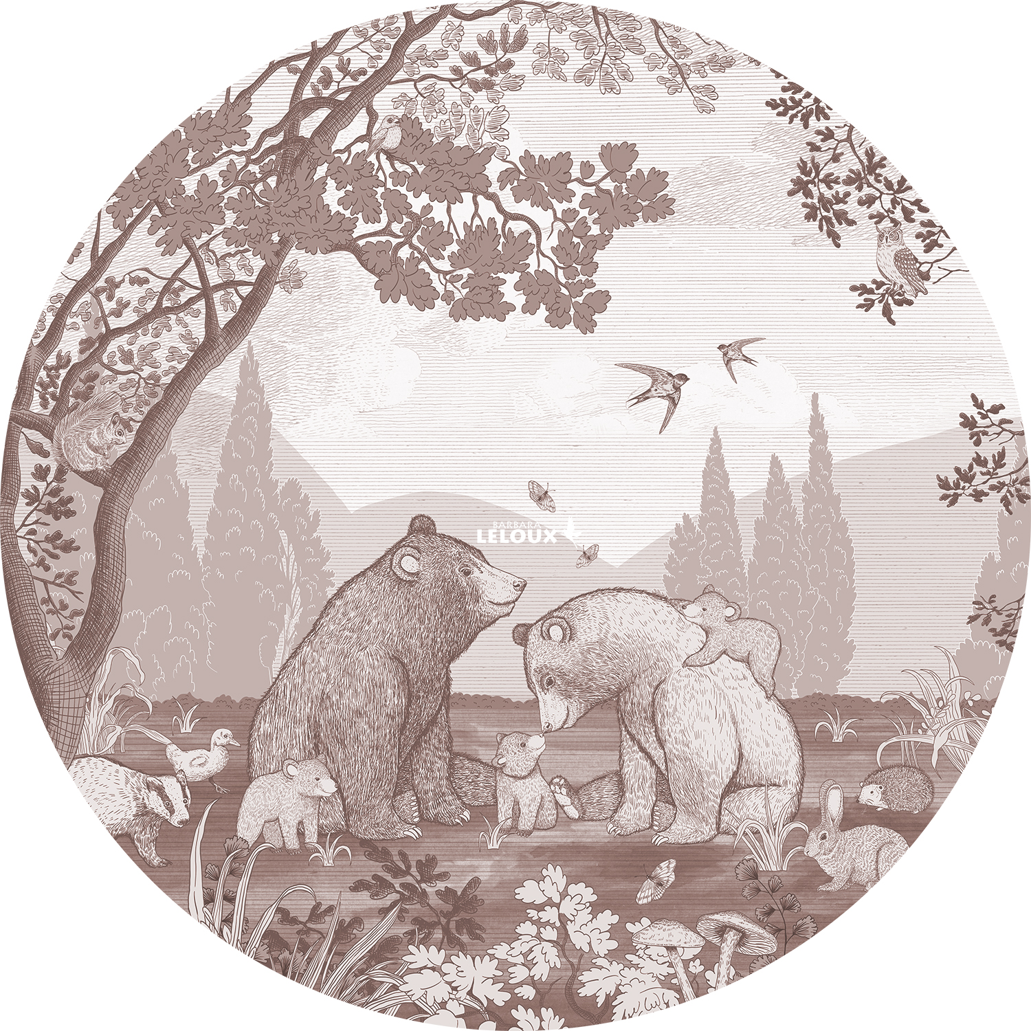 cirkel_bosdieren_beren_vintage_roze_barbara_leloux_1