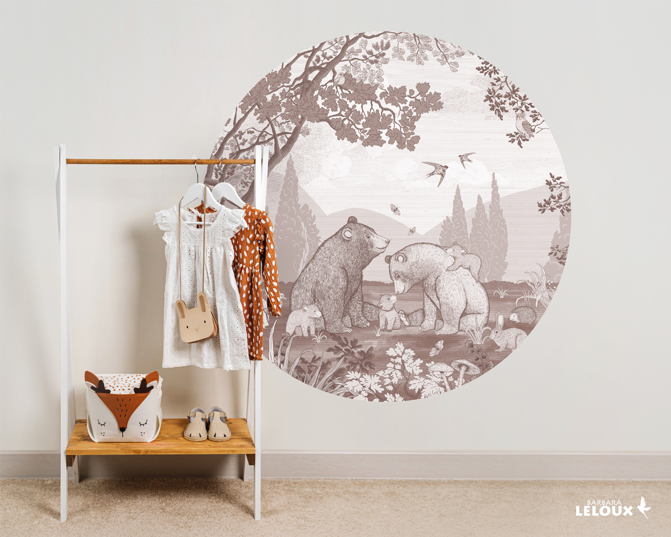 cirkel_bosdieren_beren_vintage_roze_barbara_leloux_2