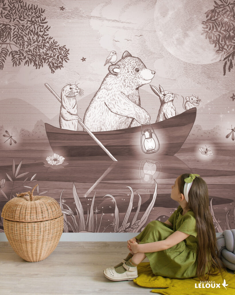 Sprookjeswereld behang vintage roze